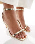 Glamorous Wide Fit bow barely there heeled sandals in gold