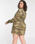 Фото #4 товара Missguided Plus dress with tie waist in camo