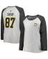 Фото #2 товара Women's Sidney Crosby Heather Gray, Heather Charcoal Pittsburgh Penguins Plus Size Name and Number Raglan Long Sleeve T-shirt
