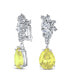 Art Deco Style Yellow Cubic Zirconia AAA CZ Statement Dangle Formal Leaves Teardrop Chandelier Clip On Earrings Wedding Prom