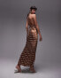 Topshop polka dot halter neck maxi dress in brown