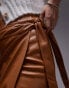 Never Fully Dressed PU wrap midi skirt in camel