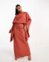 Фото #2 товара ASOS DESIGN washed overlay detail maxi dress in rust