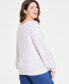 ფოტო #2 პროდუქტის Women's V-Neck Pointelle-Sleeve Sweater, Created for Macy's