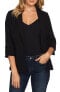 Фото #1 товара CeCe 188961 Womens 3/4 Sleeve Moss Crepe Tailored Blazer Solid Black Size 8