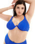 Фото #2 товара South Beach Curve crinkle underwire bikini top in cobalt blue