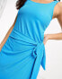 Фото #8 товара JDY exclusive ribbed sarong midi dress in bright blue