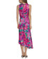 Фото #2 товара Women's Floral Cowlneck Asymmetric Dress