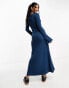 Фото #2 товара ASOS DESIGN supersoft rib v neck maxi dress in blue