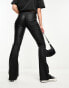 Only mid waist coated flared trousers in black