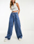 Pull&Bear wide leg jean co-ord in mid blue