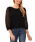 ფოტო #1 პროდუქტის Women's Glitter Sleeve Mixed Media Top