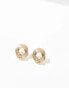 True Decadence vintage style cutout pearl stud earrings in gold Золотистый - фото #2