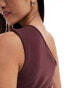 Weekday Cindy one shoulder top in burgundy exclusive to ASOS