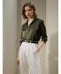 Фото #3 товара Women's Tailored Button Down Silk Shirt for Women