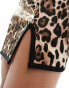 ASOS DESIGN co-ord mini skirt with split in leopard animal print