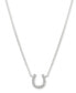 ფოტო #1 პროდუქტის Cubic Zirconia Horseshoe Pendant Necklace in Sterling Silver, 14" + 3" extender