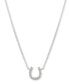 Cubic Zirconia Horseshoe Pendant Necklace in Sterling Silver, 14" + 3" extender