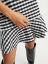 ASOS DESIGN short sleeve mini dress with pep hem in jacquard gingham