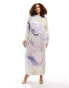 Фото #2 товара ASOS EDITION curve all over sequin long sleeve maxi dress in pastel abstract print