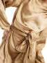Фото #3 товара Pretty Lavish tie waist satin mini dress in matte gold