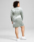 Фото #2 товара Plus Size Mock-Neck Crushed-Velvet Dress