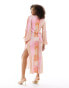 Фото #3 товара & Other Stories long sleeve satin maxi dress in pink print