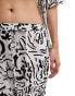 IIsla & bird graphic print loose fit beach trouser co-ord in white and black