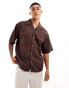 Jack & Jones oversized utility pocket linen shirt in brown