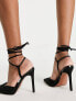 ASOS DESIGN Wide Fit Prize tie leg high heeled shoes in black