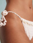 Miss Selfridge crochet tie side bikini bottom with faux shells in cream