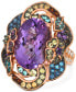 ფოტო #1 პროდუქტის Crazy Collection® Multi-Gemstone (7-7/8 ct. t.w.) & Nude Diamond (3/8 ct. t.w.) Statement Ring in 14k Rose Gold