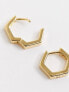 Orelia gold plated hexagon huggie hoop earrings in gold plate