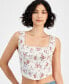 Women's Printed Woven Sleeveless Corset Top, Created for Macy's