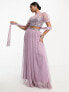 Фото #2 товара Maya delicate sequin dupatta in lilac co-ord