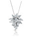 Sterling Silver White Gold Plated Bursting marquise Design Pendant