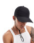 ASOS DESIGN nylon cap with drawstring in black