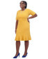 ფოტო #5 პროდუქტის Women's Round-Neck Short-Sleeve Ruffle-Hem Dress