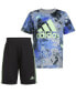 ფოტო #5 პროდუქტის Little & Toddler Boys Printed T-Shirt & 3-Stripe Shorts, 2 Piece Set