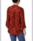 ფოტო #2 პროდუქტის Petite 3/4 Sleeve Overlapped Bell Sleeve Y-neck Top