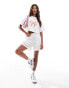 The Frolic cropped boxy tulle bow t-shirt in white