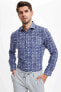 Фото #2 товара Рубашка мужская Slim Fit с цветочным рисунком DeFacto