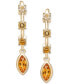 ფოტო #1 პროდუქტის Citrine (5/8 ct. t.w.) & White Topaz (1/6 ct. t.w.) Linear Drop Earrings in 14k Gold-Plated Sterling Silver