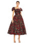 ფოტო #1 პროდუქტის Women's Floral Brocade Cap Sleeve A Line Dress