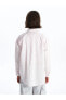 Фото #5 товара LCW Çizgili Uzun Kollu Oversize Keten Karışımlı Kadın Gömlek
