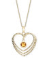 Фото #1 товара Macy's citrine Triple Heart Orbital Pendant Necklace (3/4 ct. t.w.) in 14k Gold-Plated Sterling Silver, 18" + 2" extender