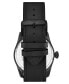 ფოტო #2 პროდუქტის Men's Quartz Black Genuine Leather Strap Watch 44mm