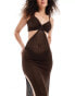 In The Style exclusive crochet cut out cami midaxi beach dress in chocolate