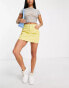 DTT Petite Gabby high waist denim skirt in yellow