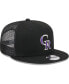 Men's Black Colorado Rockies Team Color Trucker 9FIFTY Snapback Hat